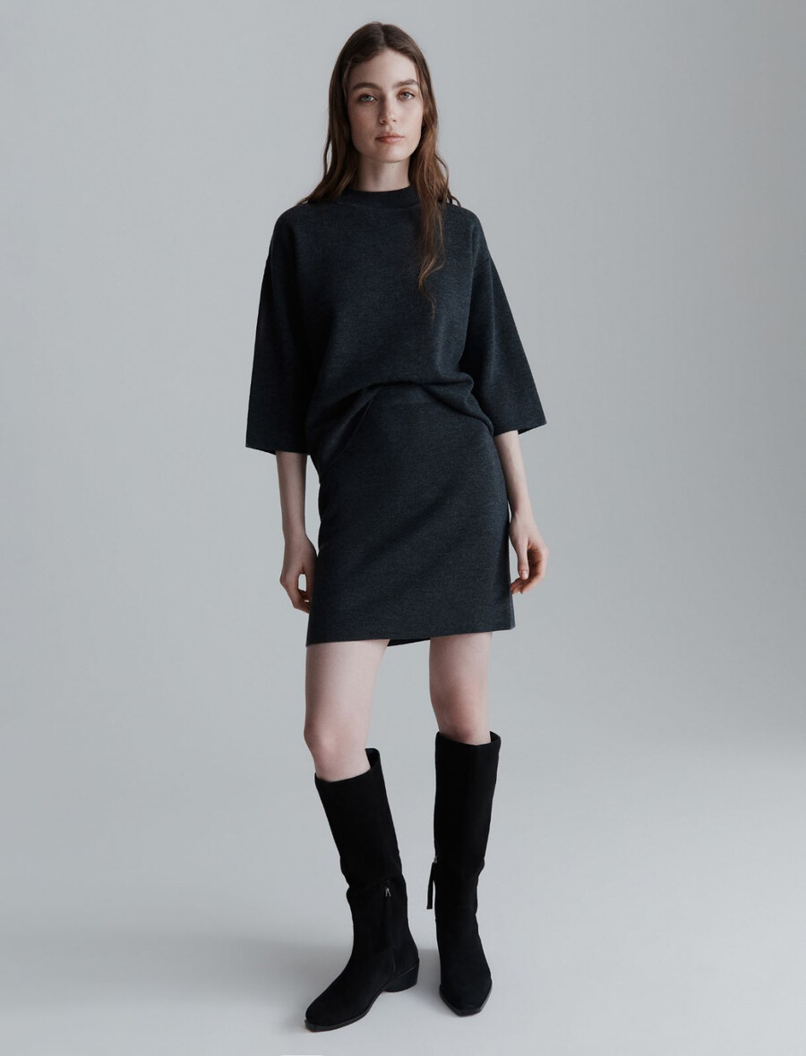 jupe en maille - gris foncÉ