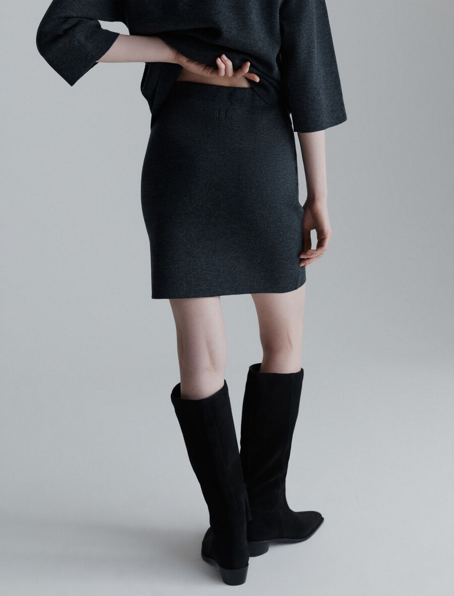 jupe en maille - gris foncÉ