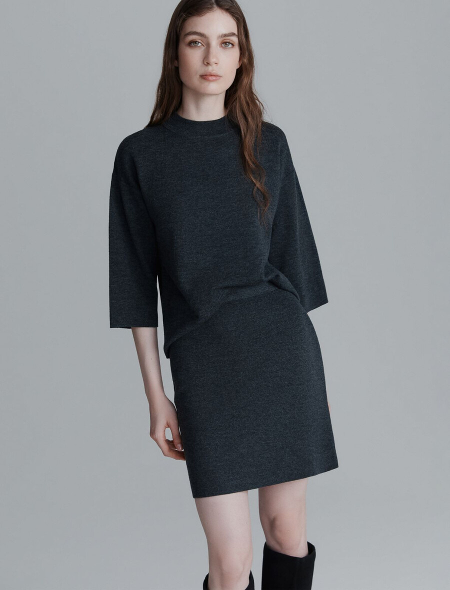 jupe en maille - gris foncÉ