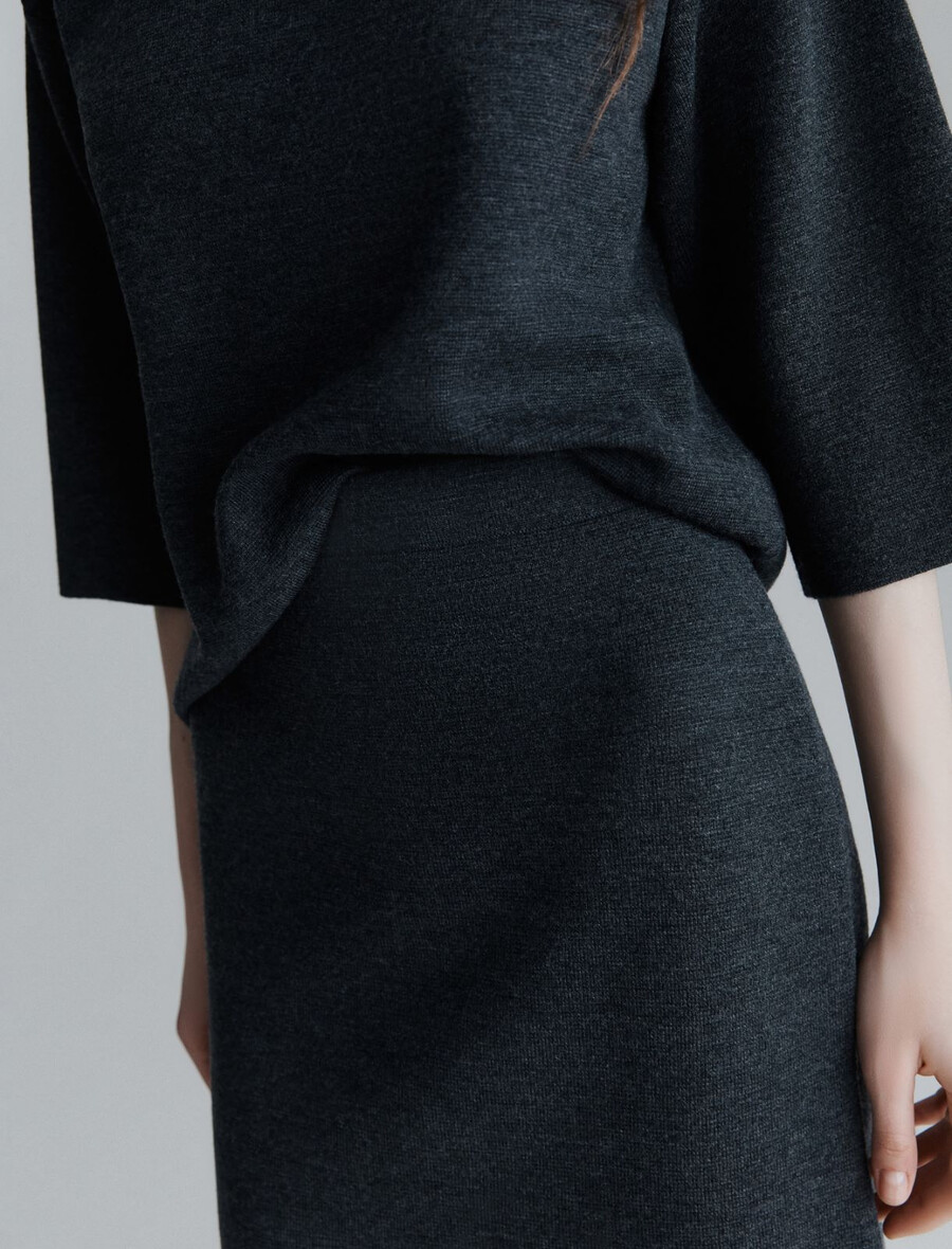 jupe en maille - gris foncÉ