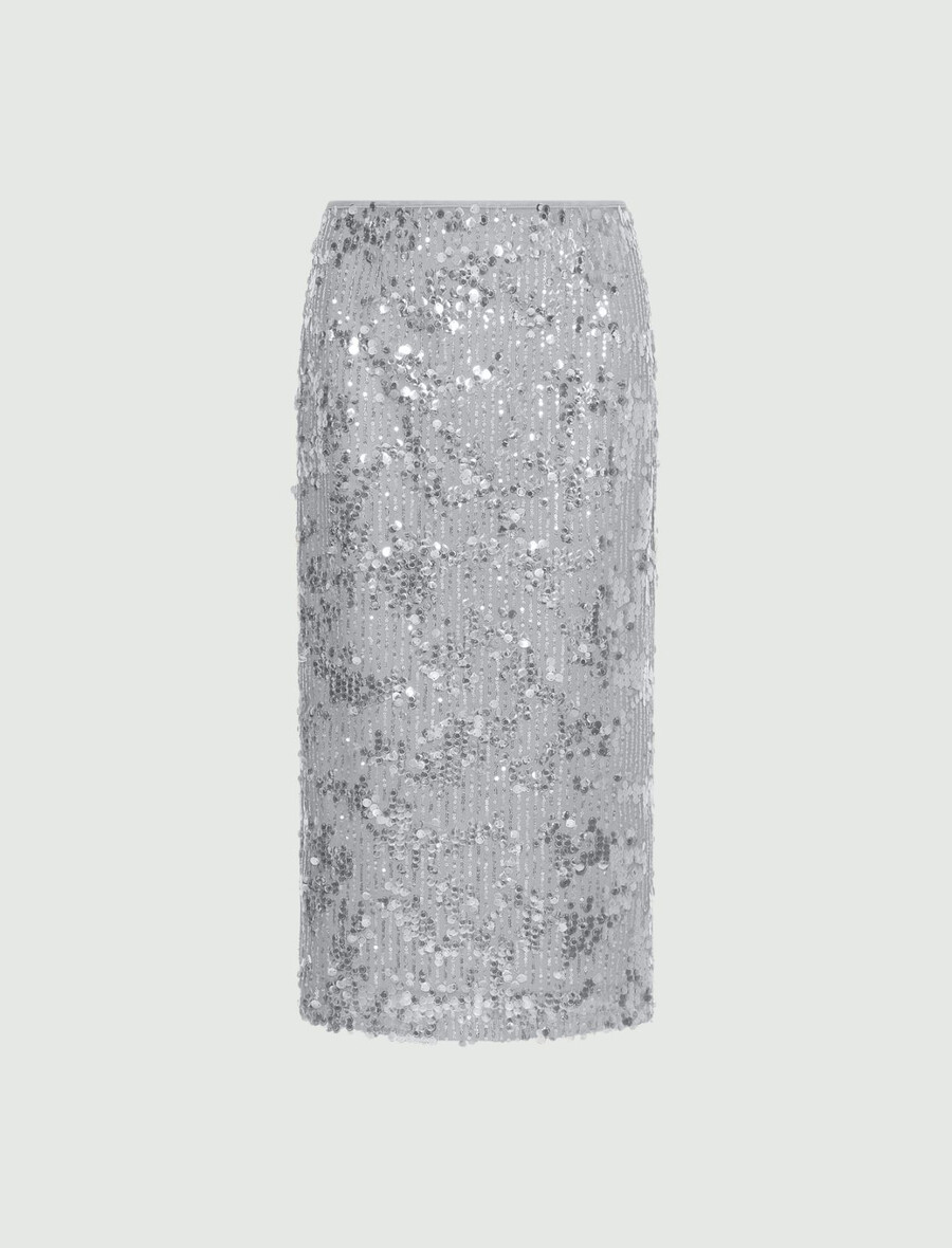 jupe midi à sequins - gris