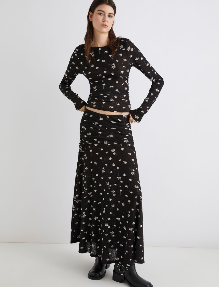 jupe en jersey de tulle - noire