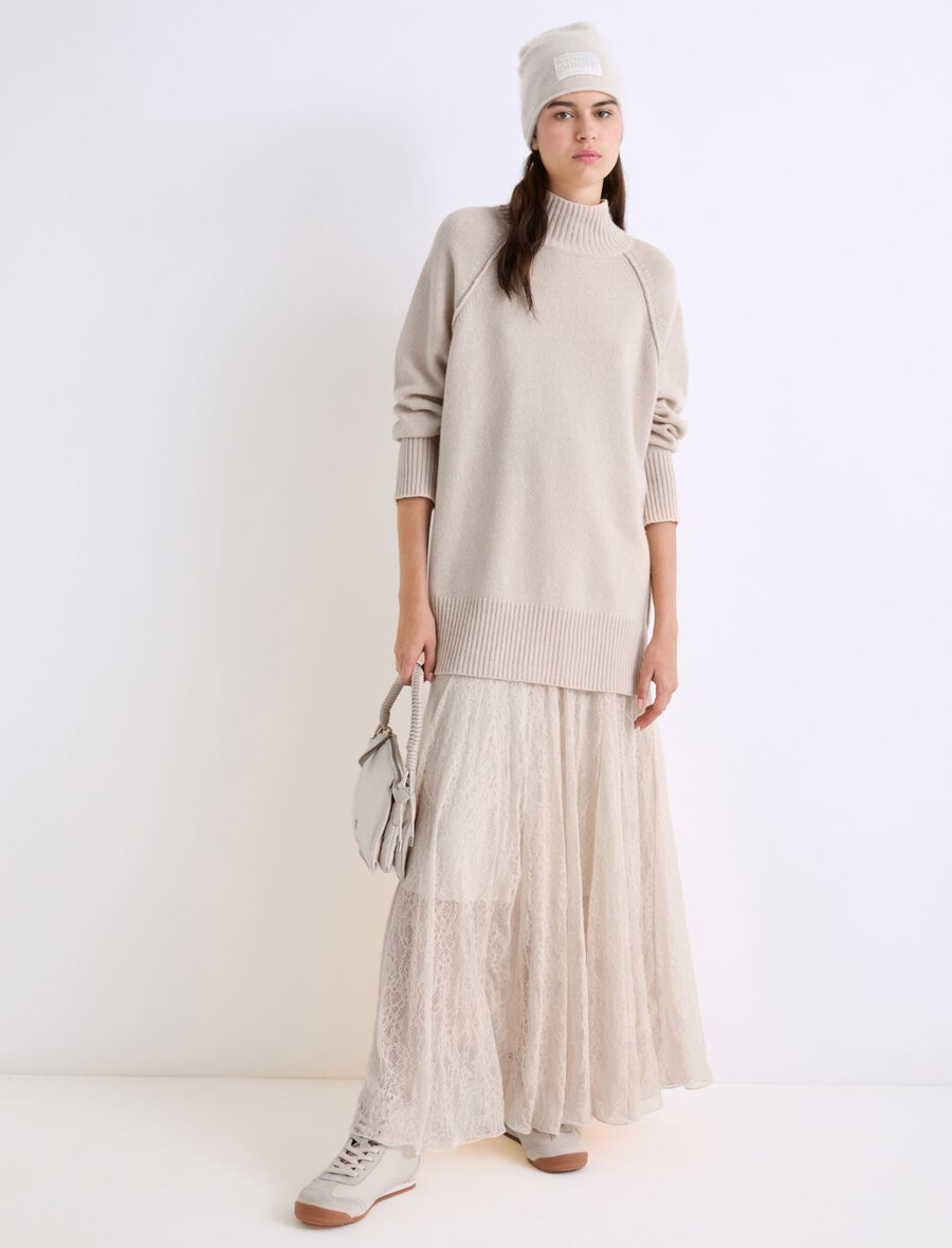 jupe en jersey de dentelle - crÈme