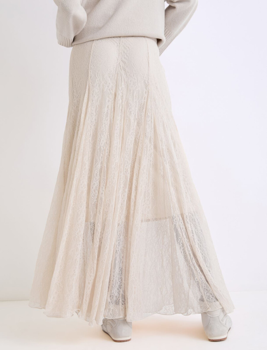 jupe en jersey de dentelle - crÈme