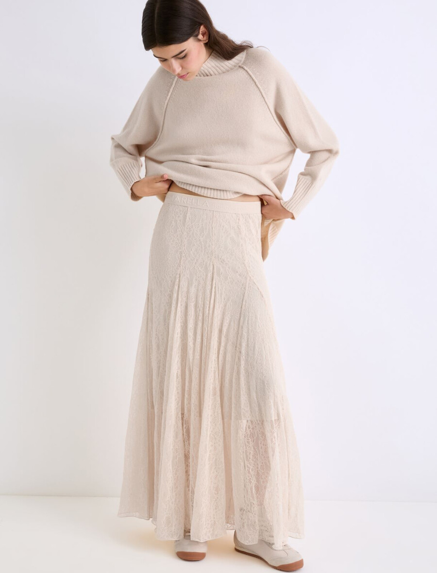 jupe en jersey de dentelle - crÈme