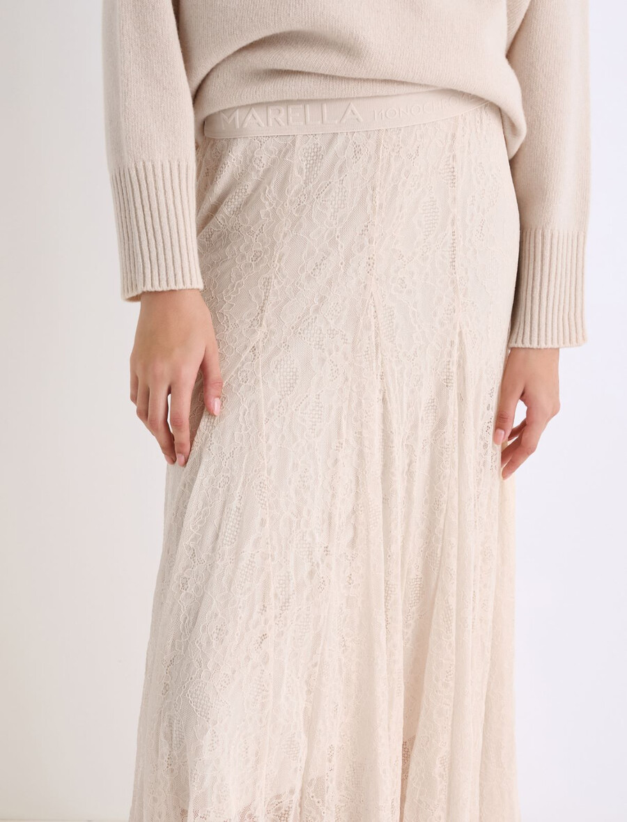 jupe en jersey de dentelle - crÈme
