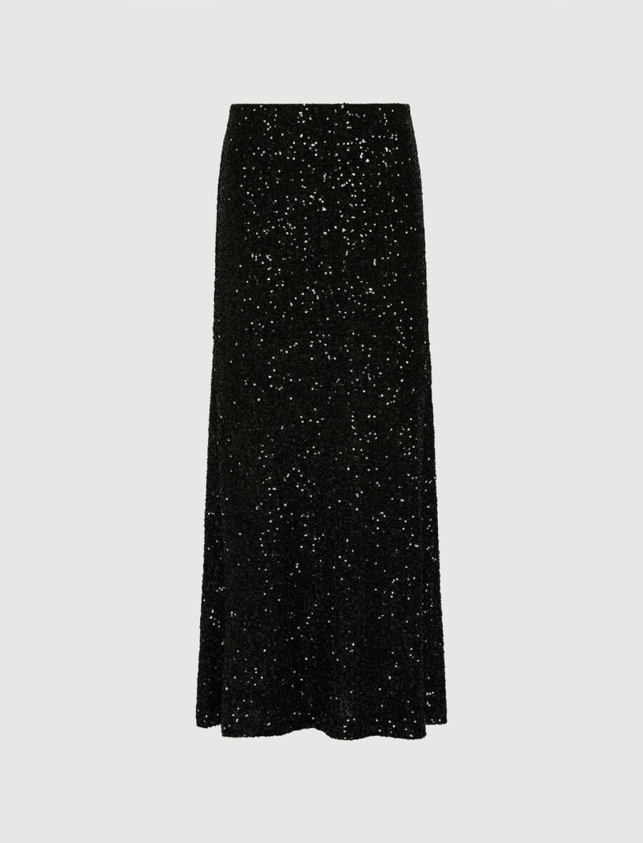 jupe midi à sequins - noire