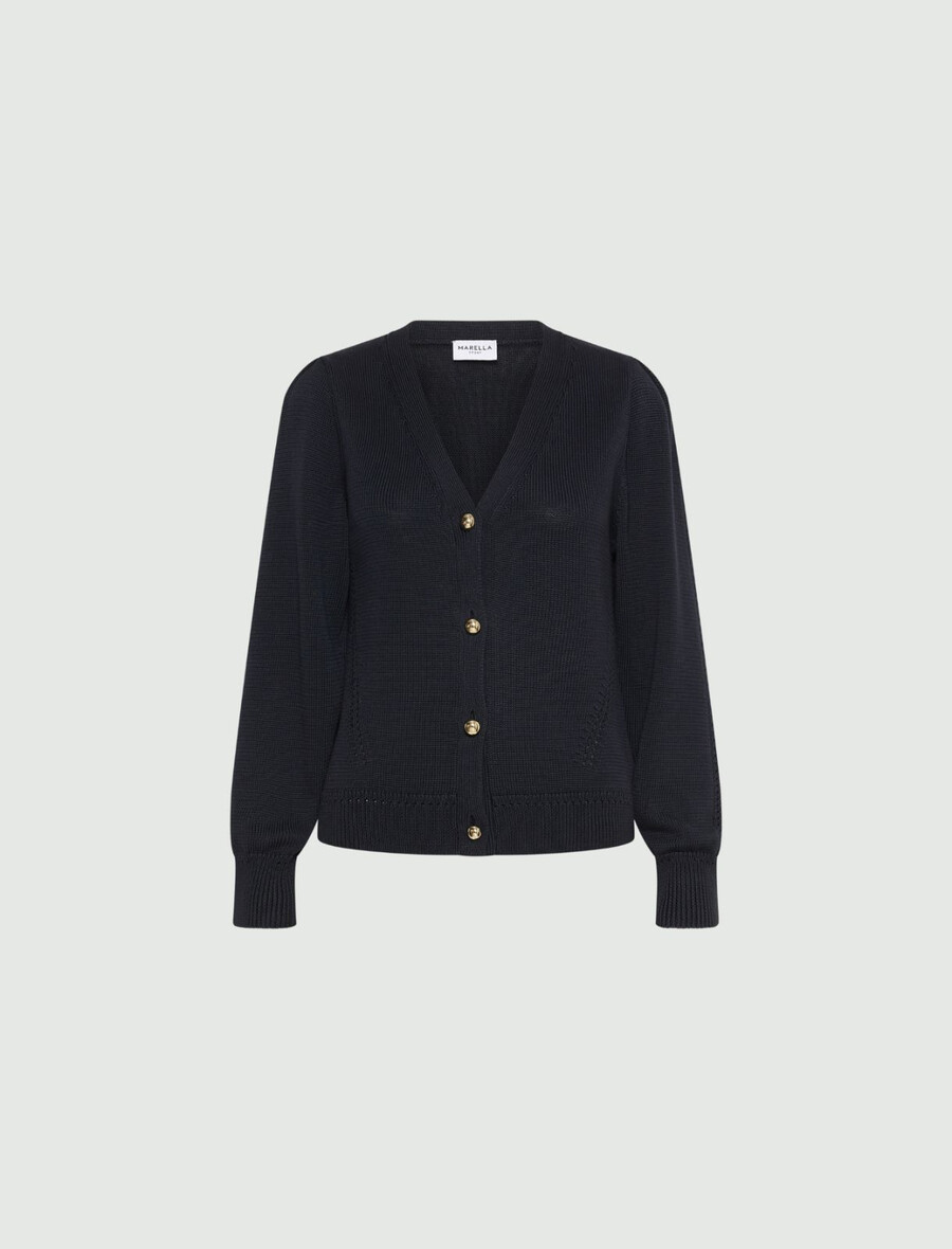 gilet cintré à col en v - marine