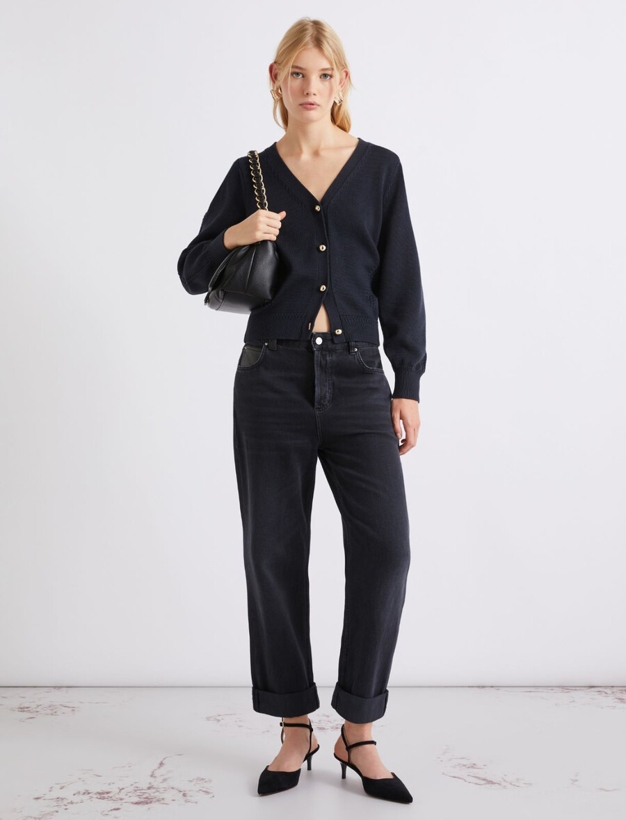 gilet cintré à col en v - marine