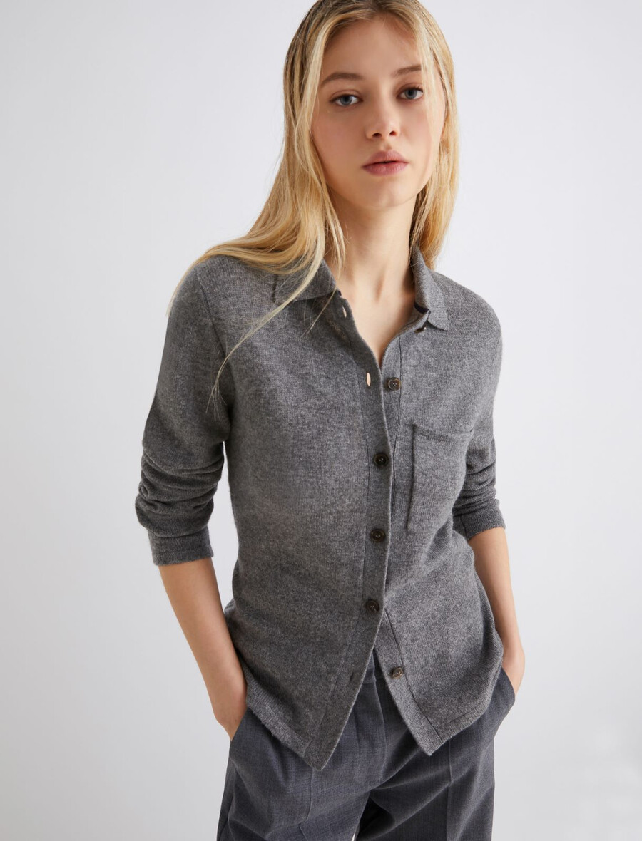 gilet en laine et cachemire - gris moyen