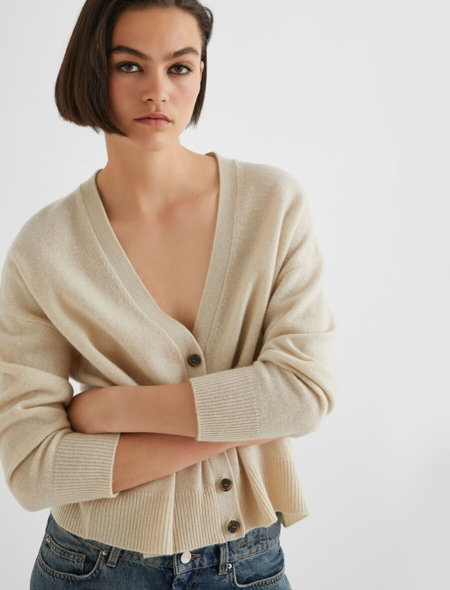 gilet en laine et cachemire - ivoire