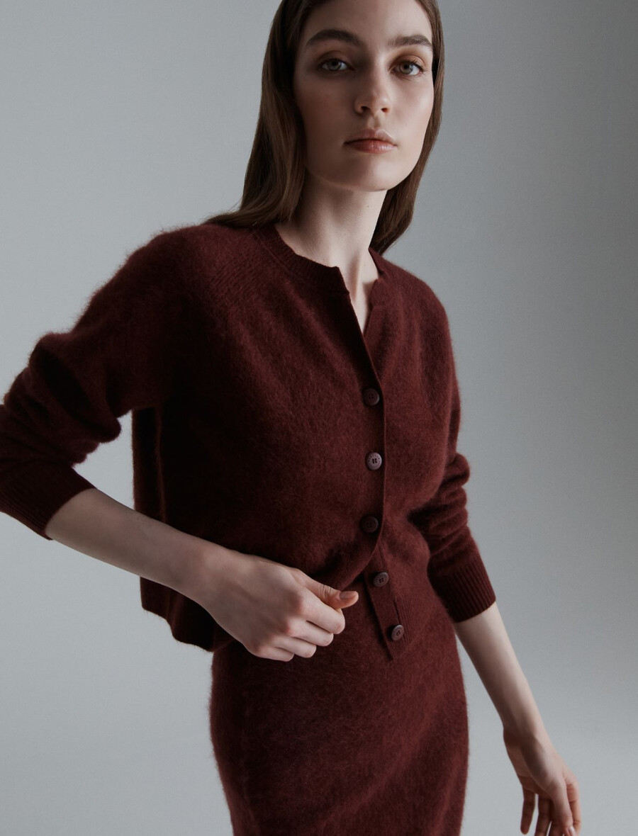 cardigan en laine et cachemire - bordeaux