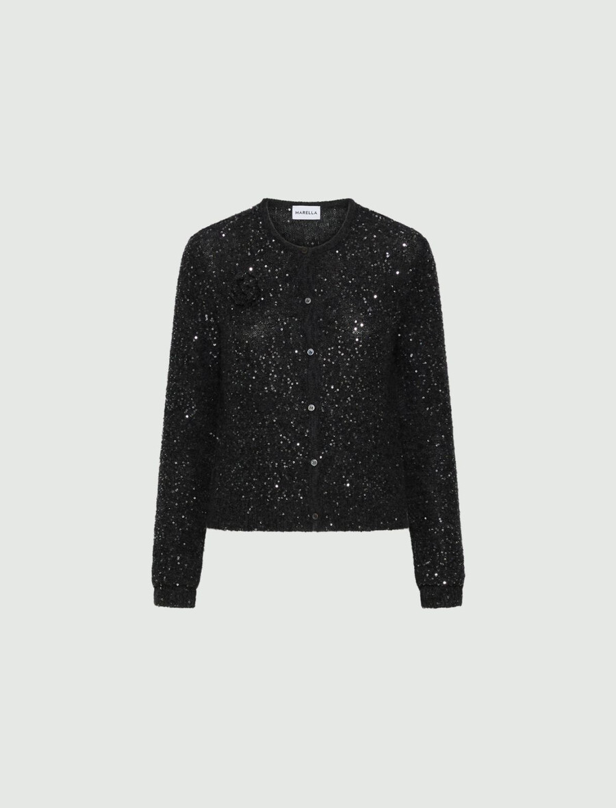 gilet en maille orné de sequins - gris mÉlange