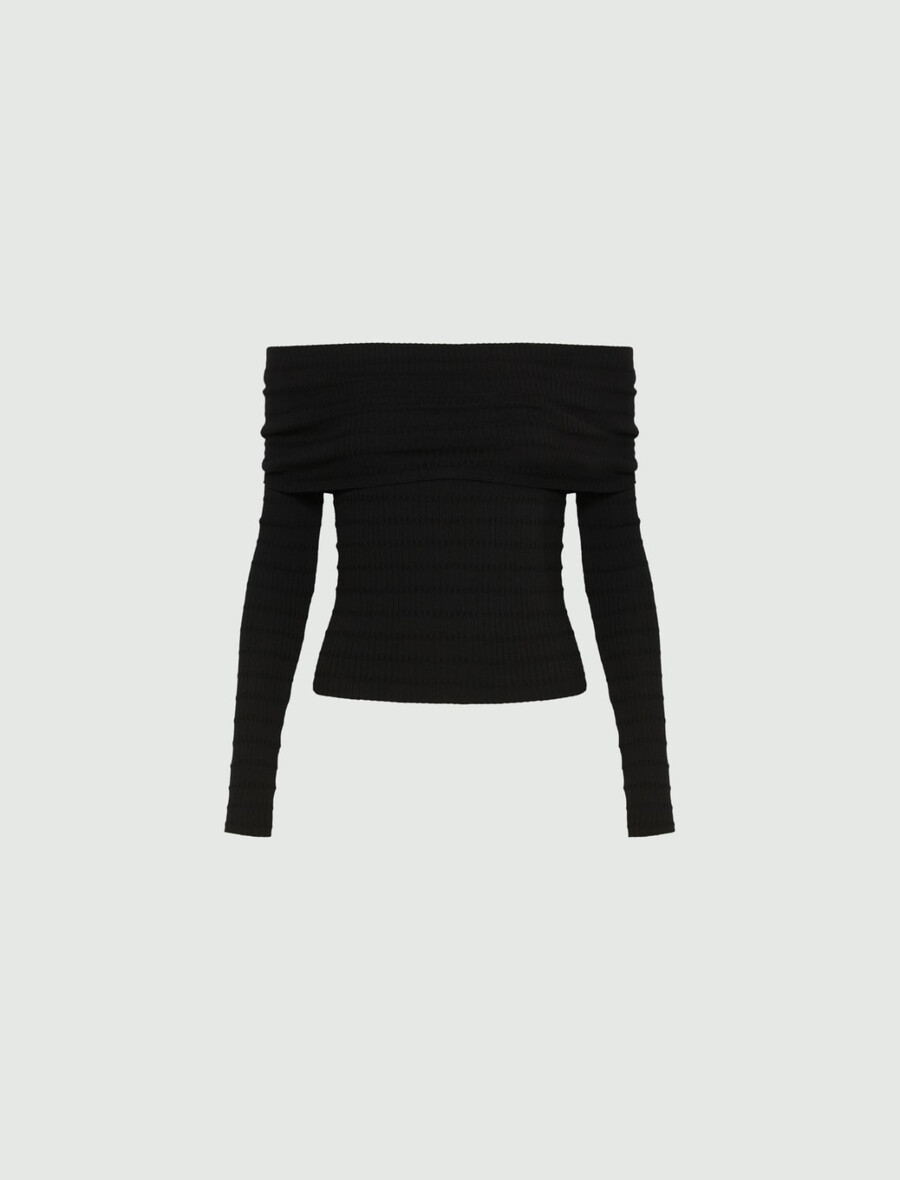 pull col roulé en viscose - noir