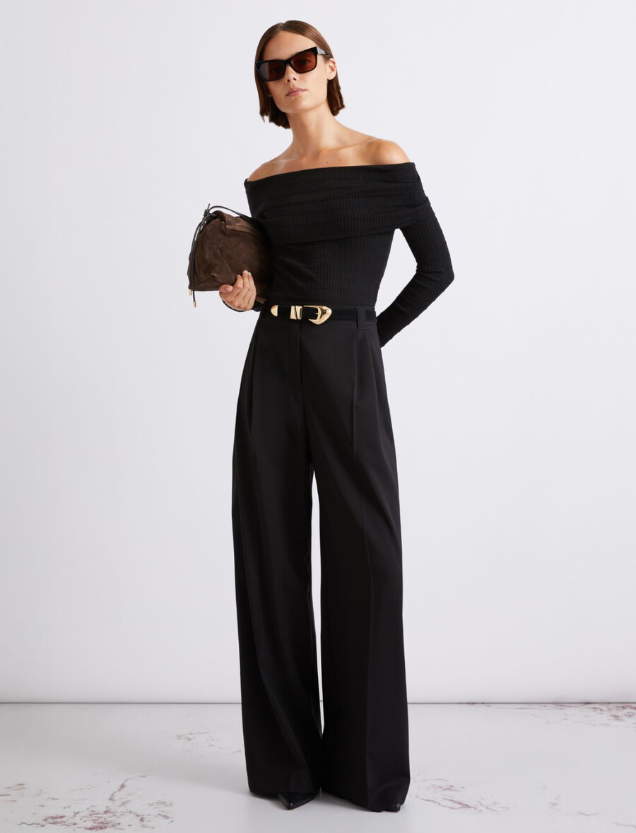 pull col roulé en viscose - noir