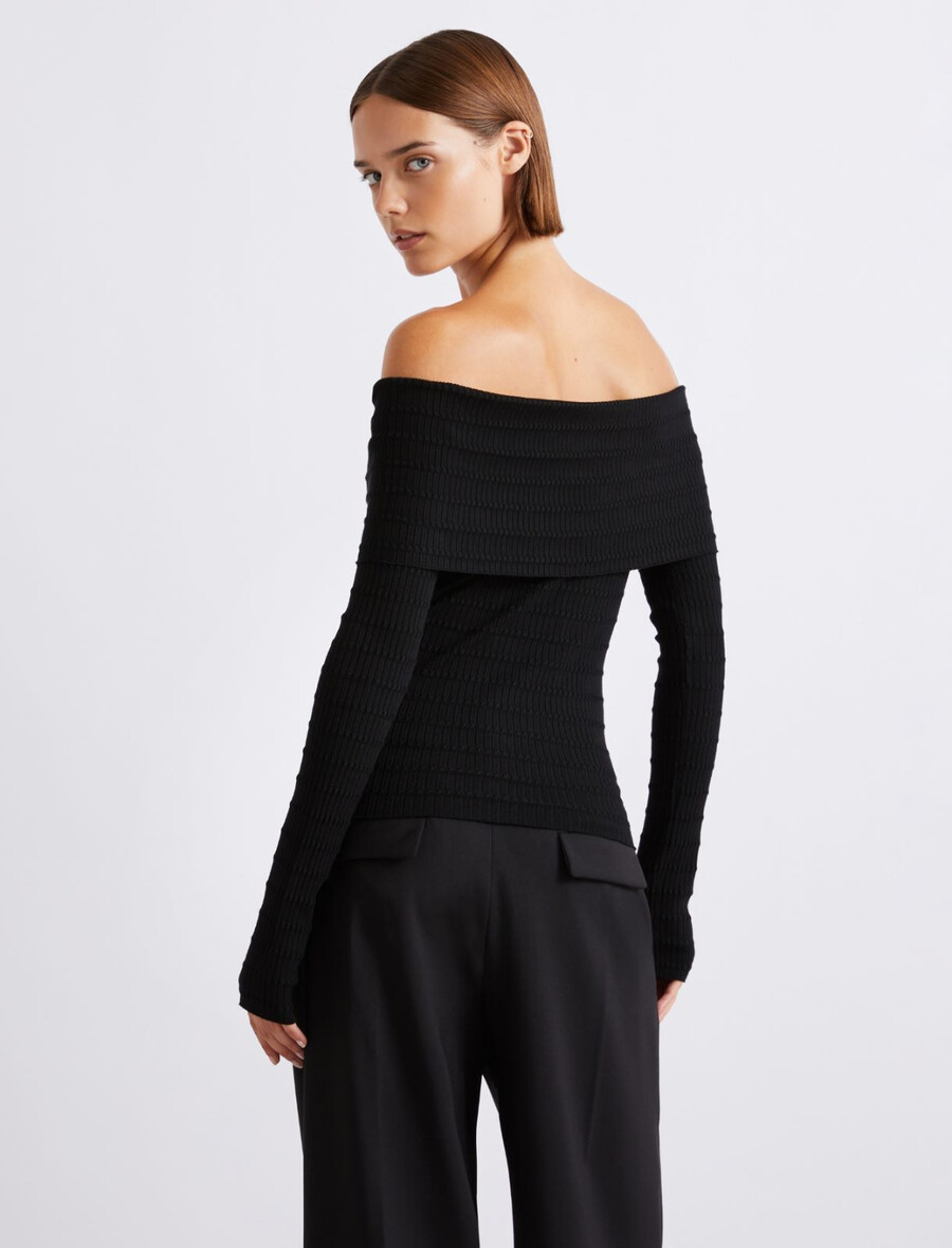 pull col roulé en viscose - noir
