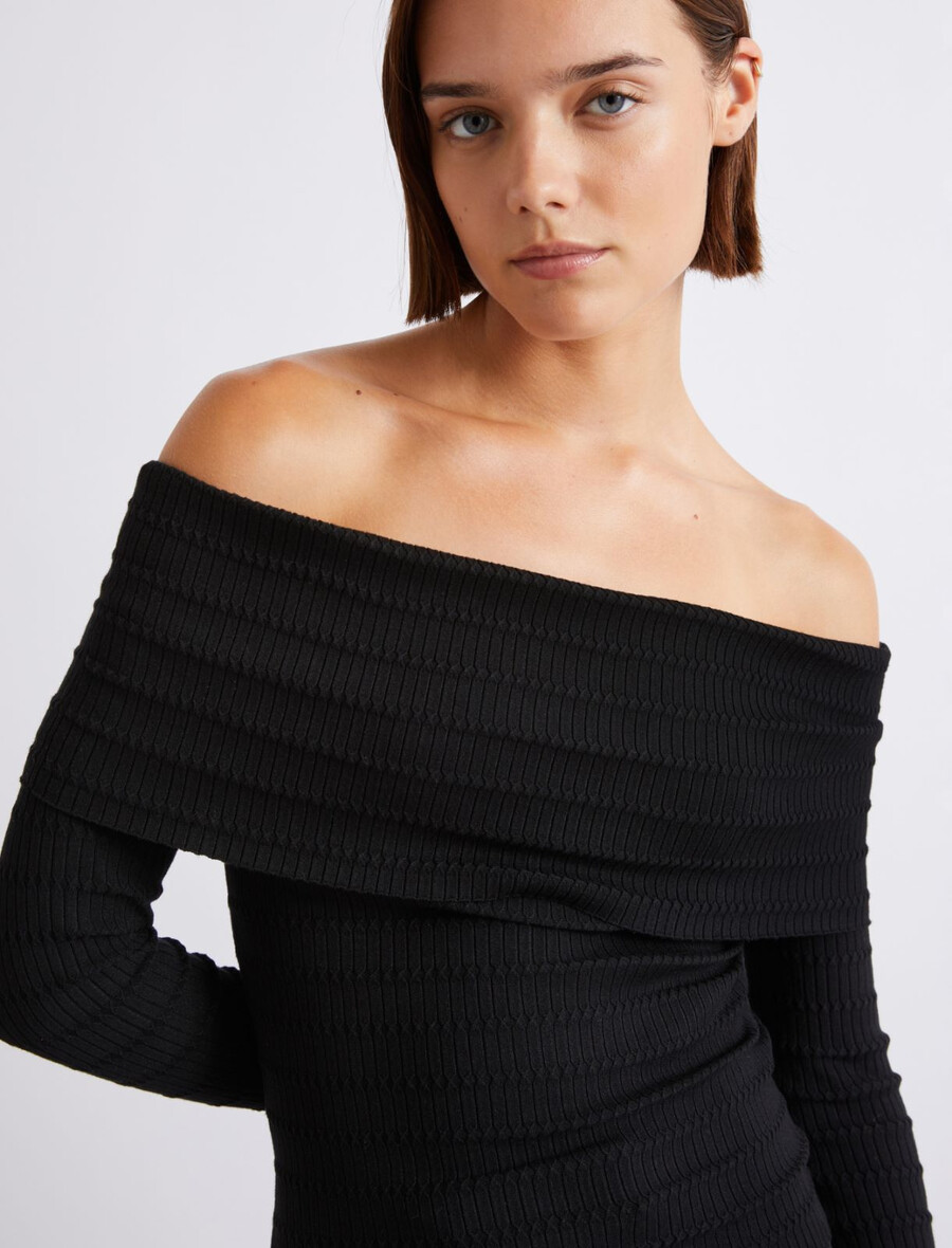 pull col roulé en viscose - noir