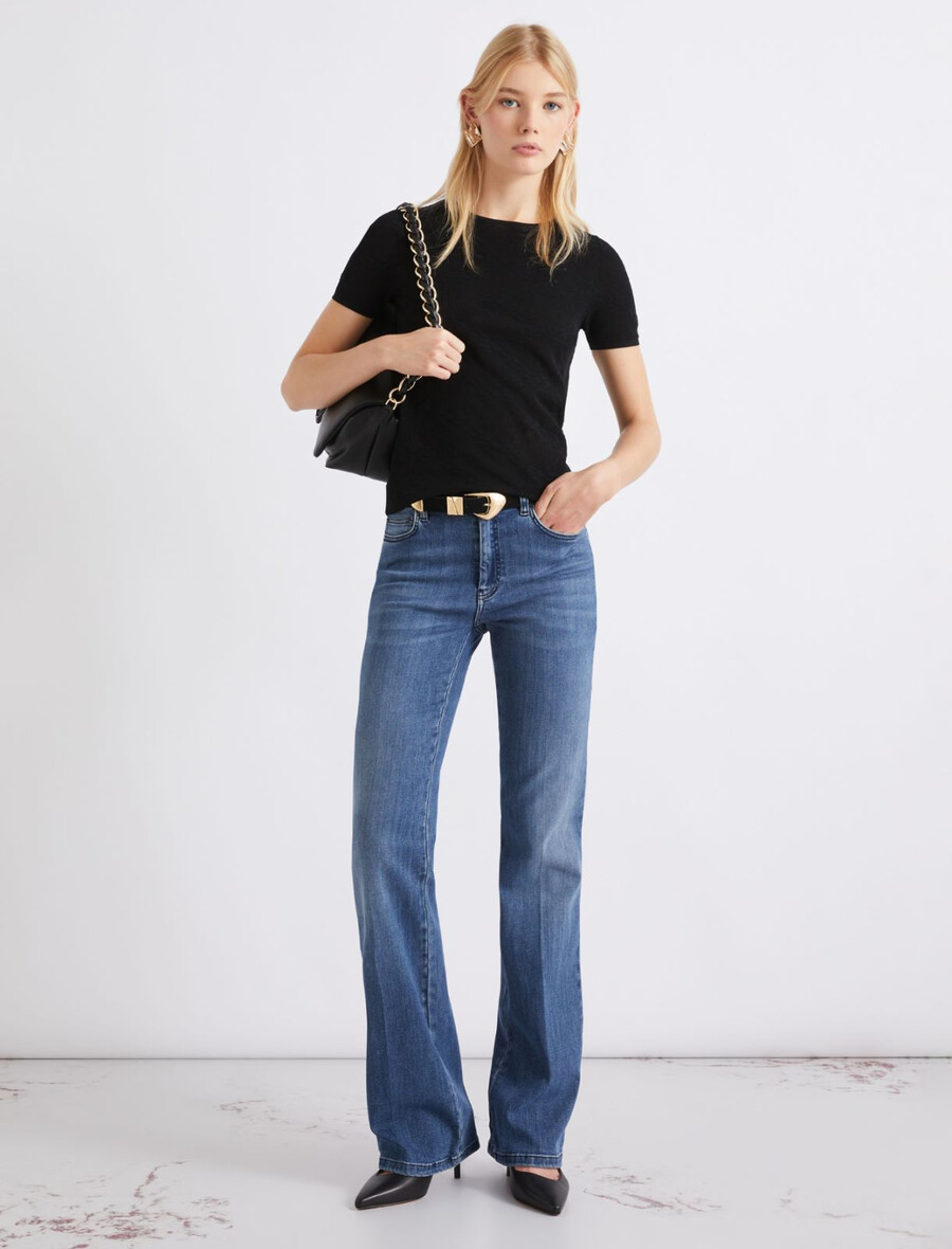 t-shirt en maille dentelle ultra-légère - noir