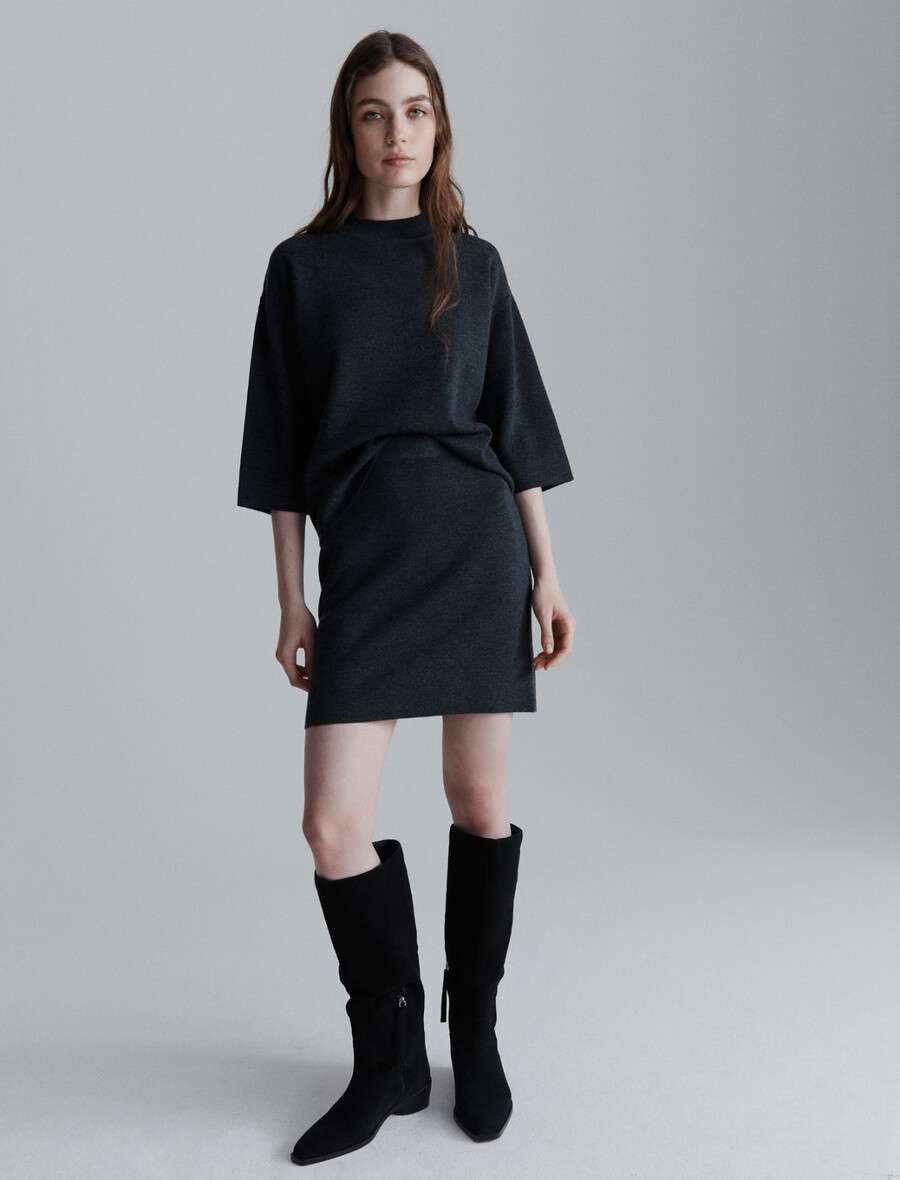 pull en pure laine - gris foncÉ