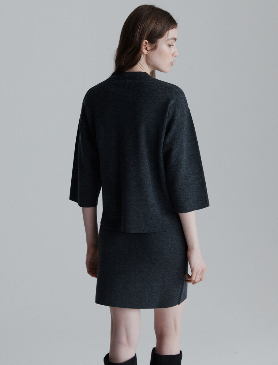 pull en pure laine - gris foncÉ