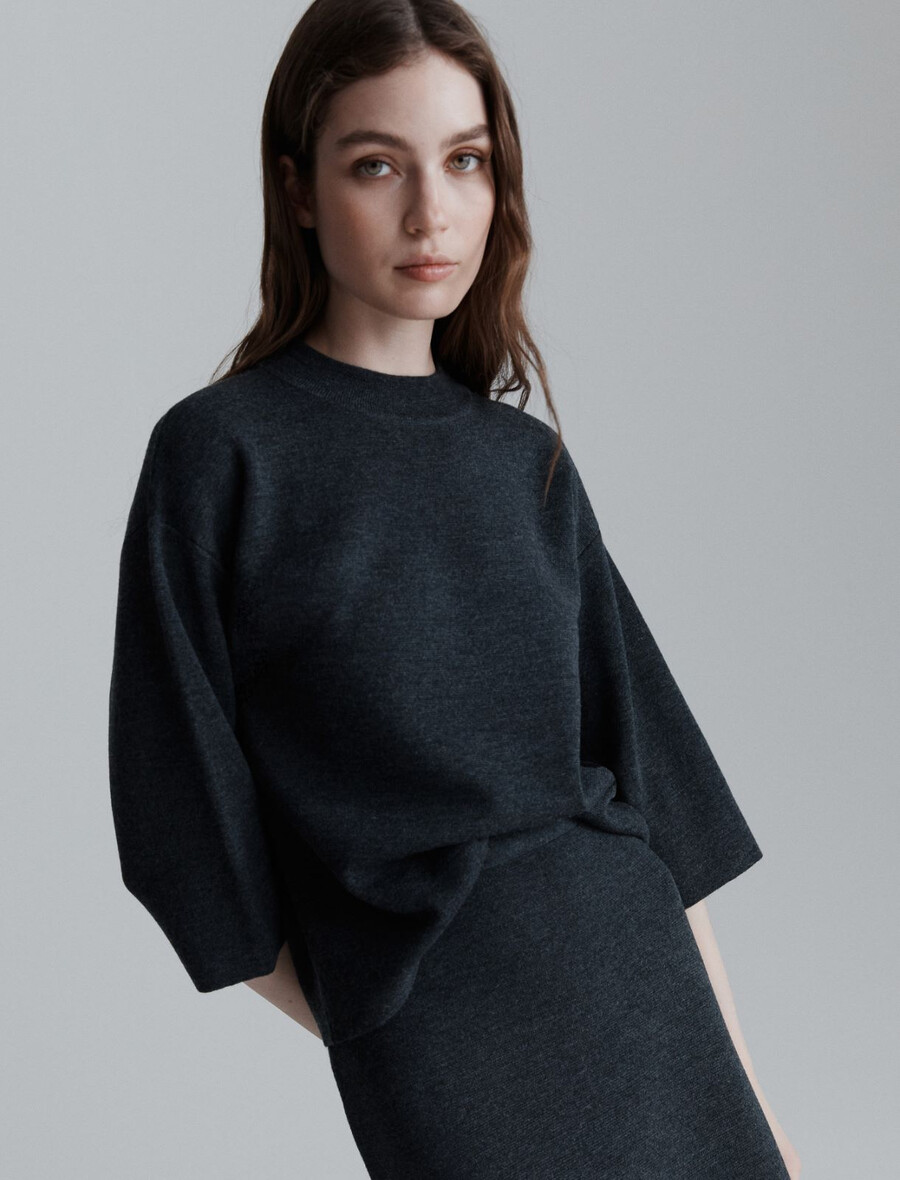 pull en pure laine - gris foncÉ