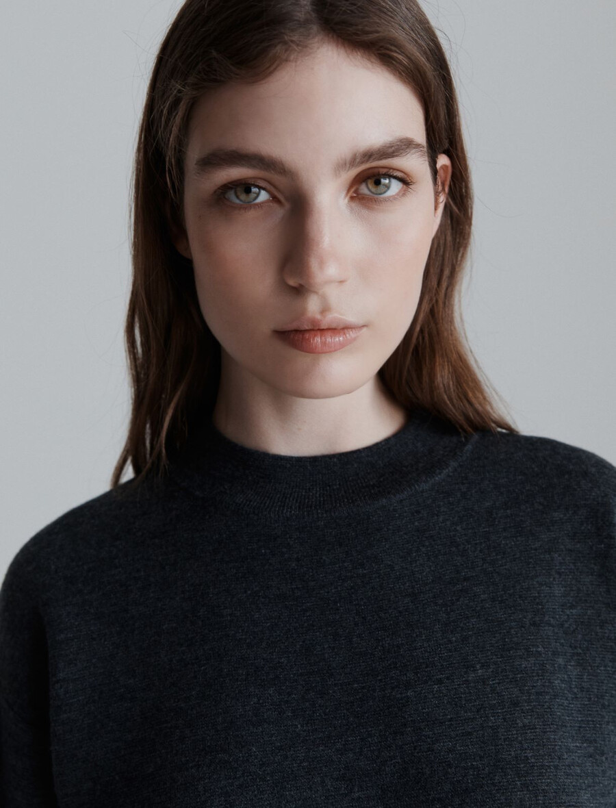 pull en pure laine - gris foncÉ