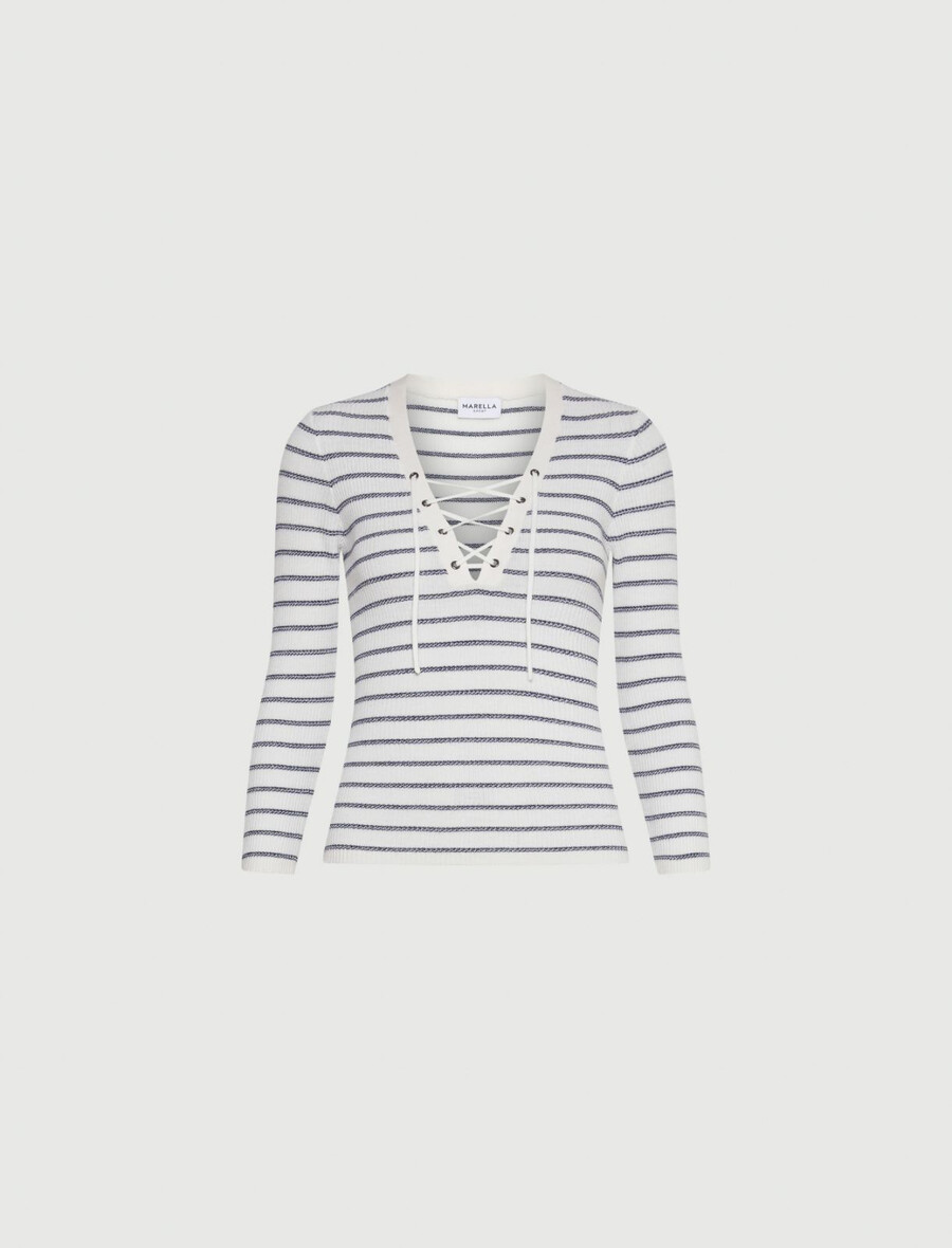 pull en pure laine orné de lurex - blanc