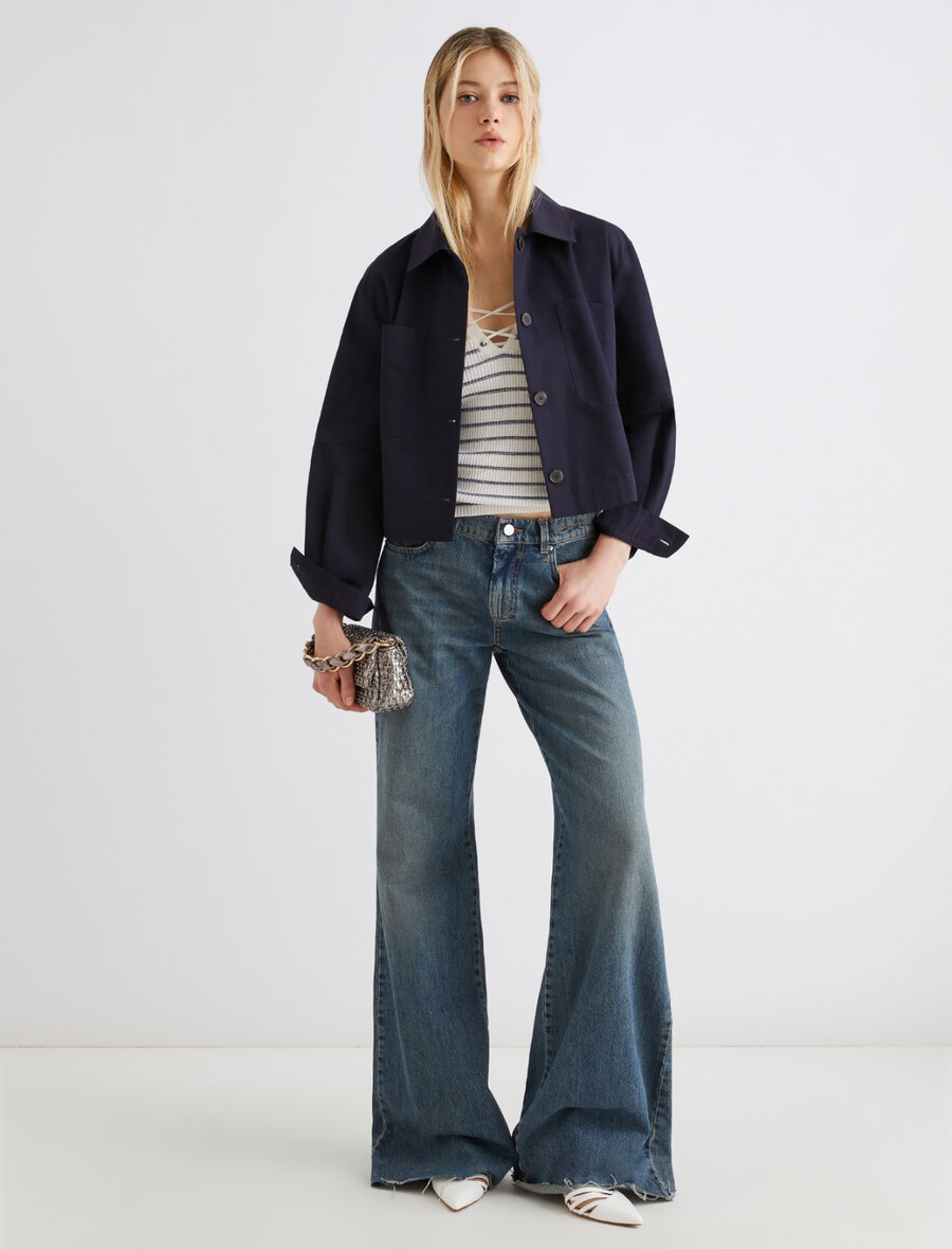 pull en pure laine orné de lurex - blanc