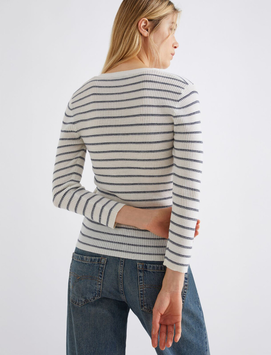 pull en pure laine orné de lurex - blanc