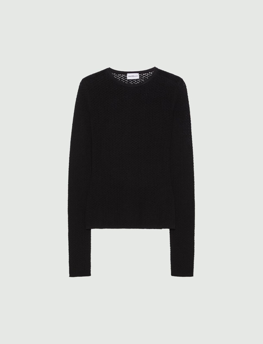pull en coton à maille ajourée - noir