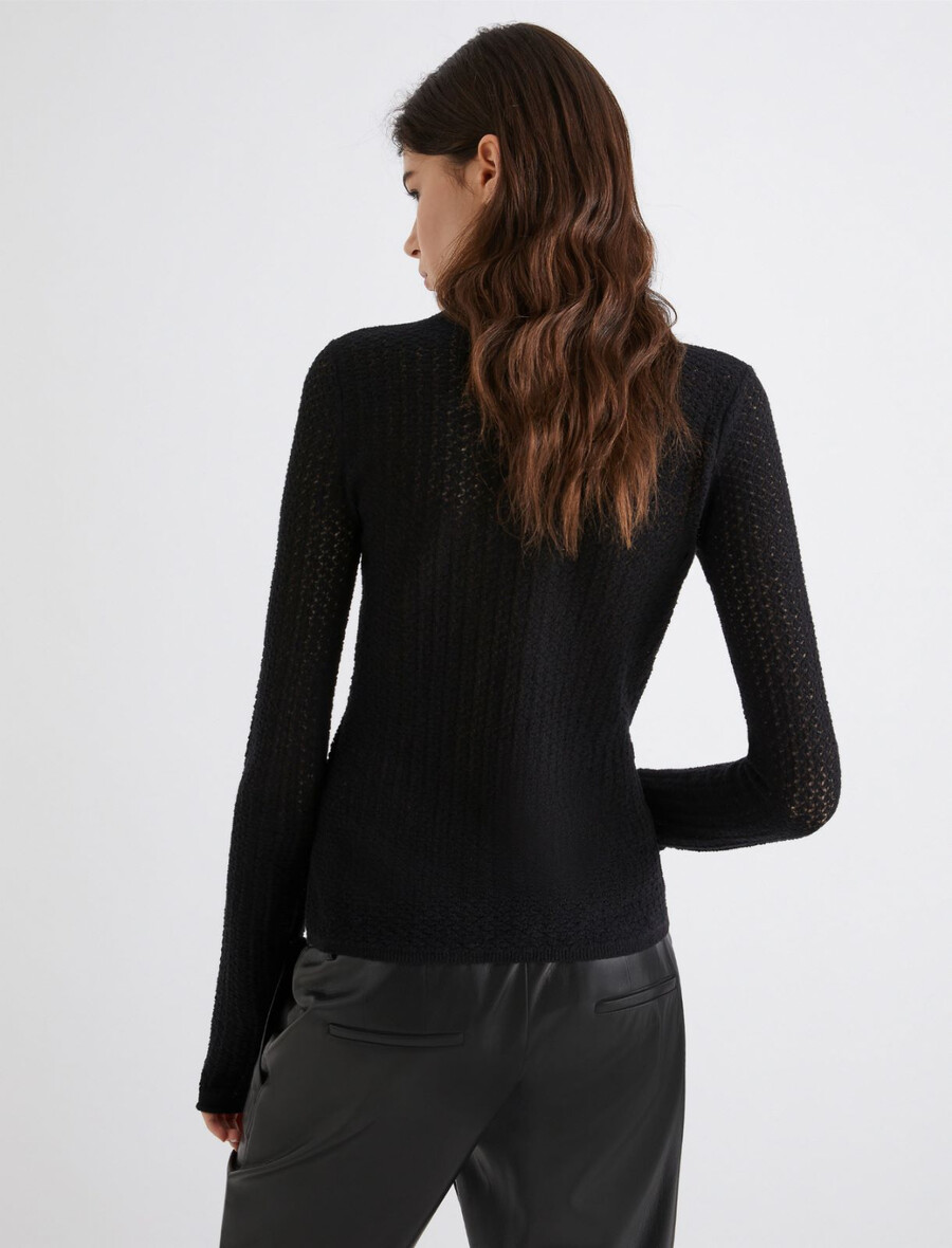 pull en coton à maille ajourée - noir