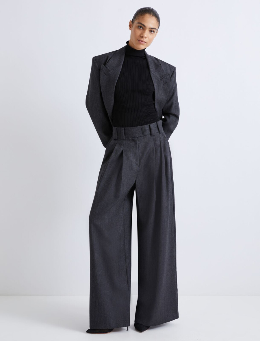 pull col roulé en viscose - noir