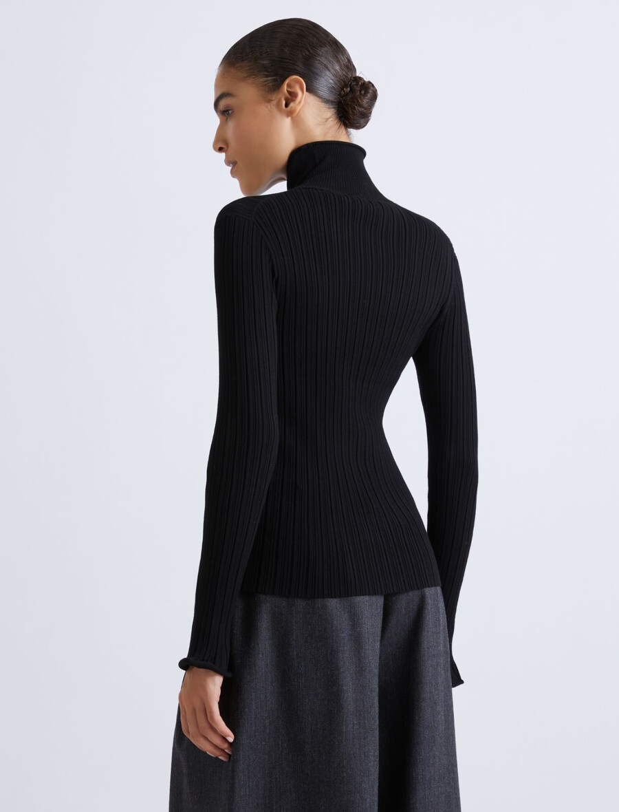 pull col roulé en viscose - noir
