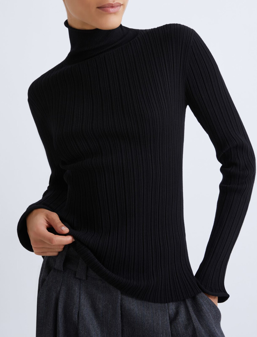 pull col roulé en viscose - noir