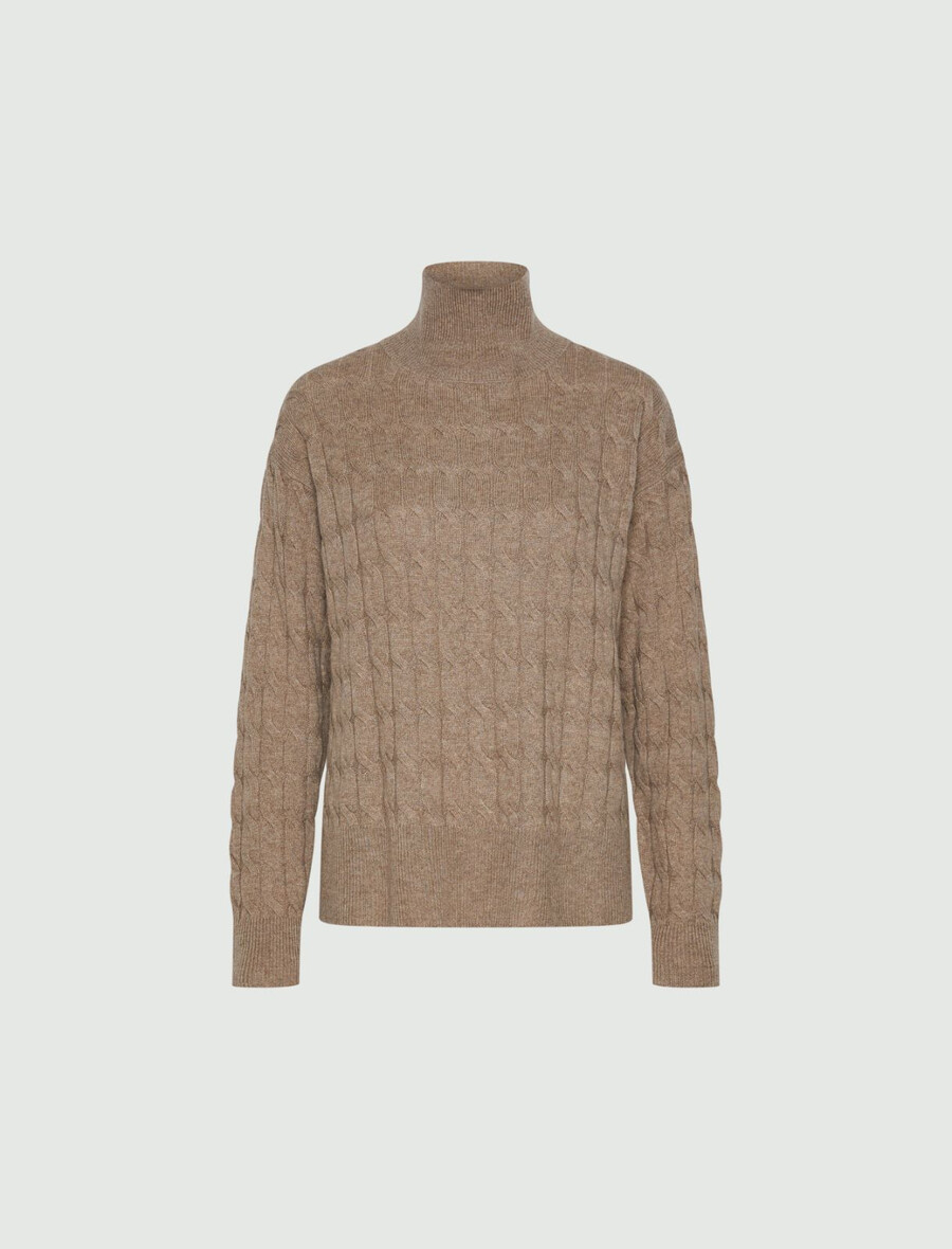 pull col roulé en laine et cachemire - mud