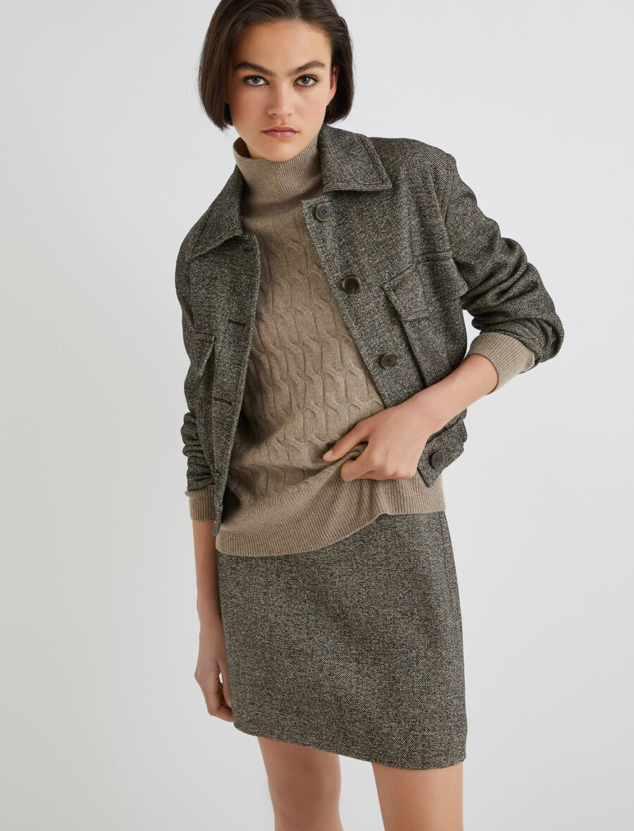 pull col roulé en laine et cachemire - mud