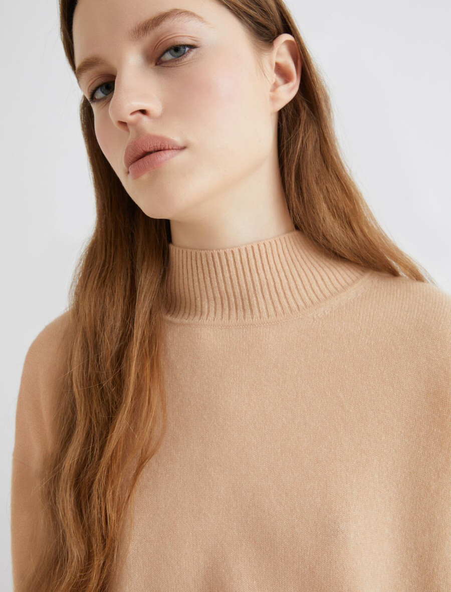 pull en cachemire à col roulé - poudre