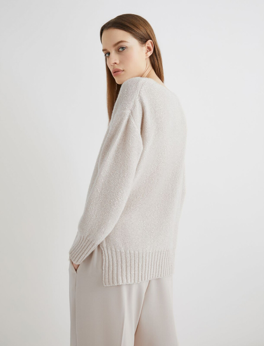 pull en cachemire mélangé coupe droite - crÈme