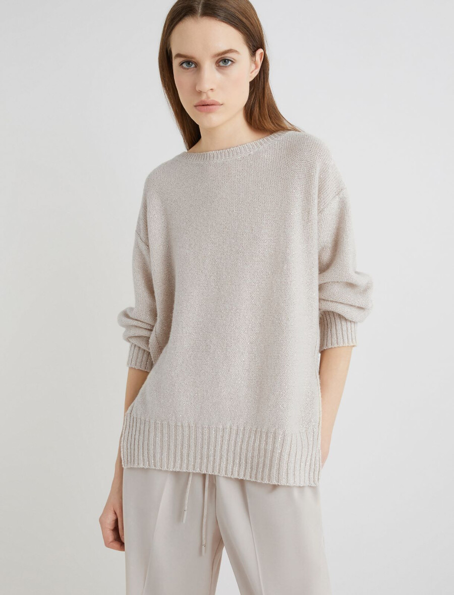 pull en cachemire mélangé coupe droite - crÈme