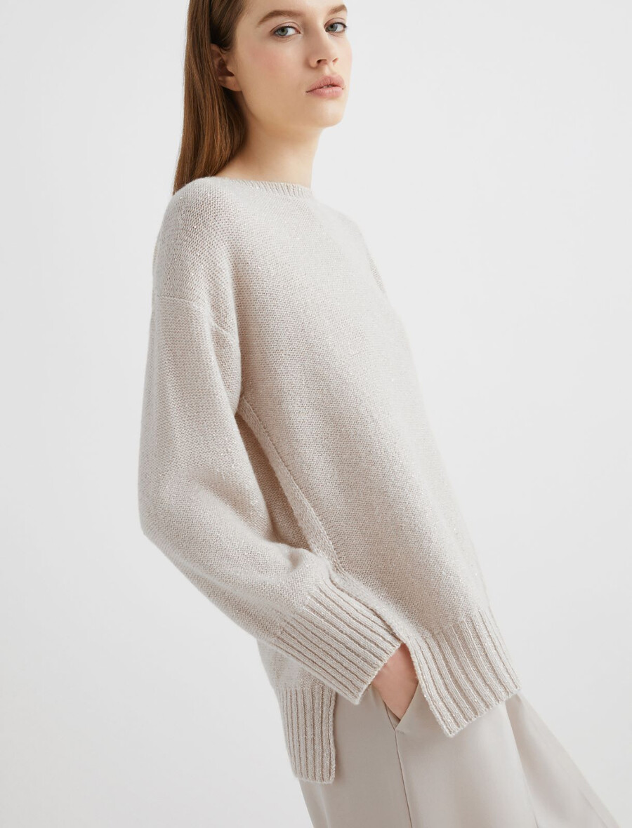 pull en cachemire mélangé coupe droite - crÈme