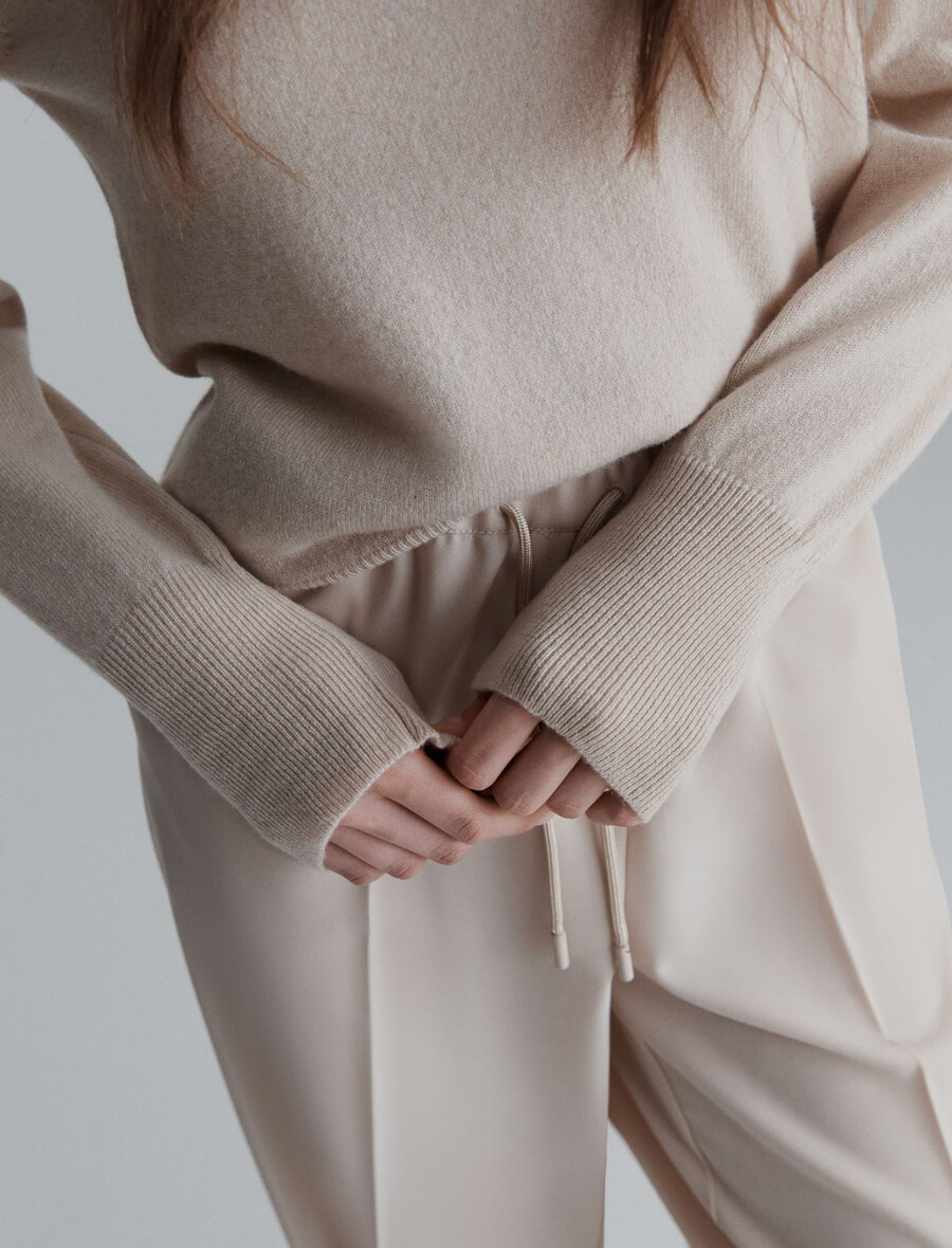 pull ras du cou en pur cachemire - crÈme