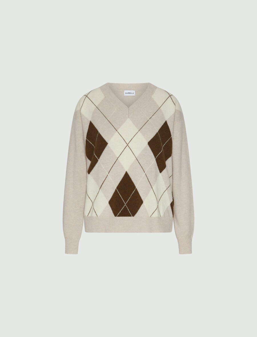 pull à empiècements en cachemire mélangé - naturel