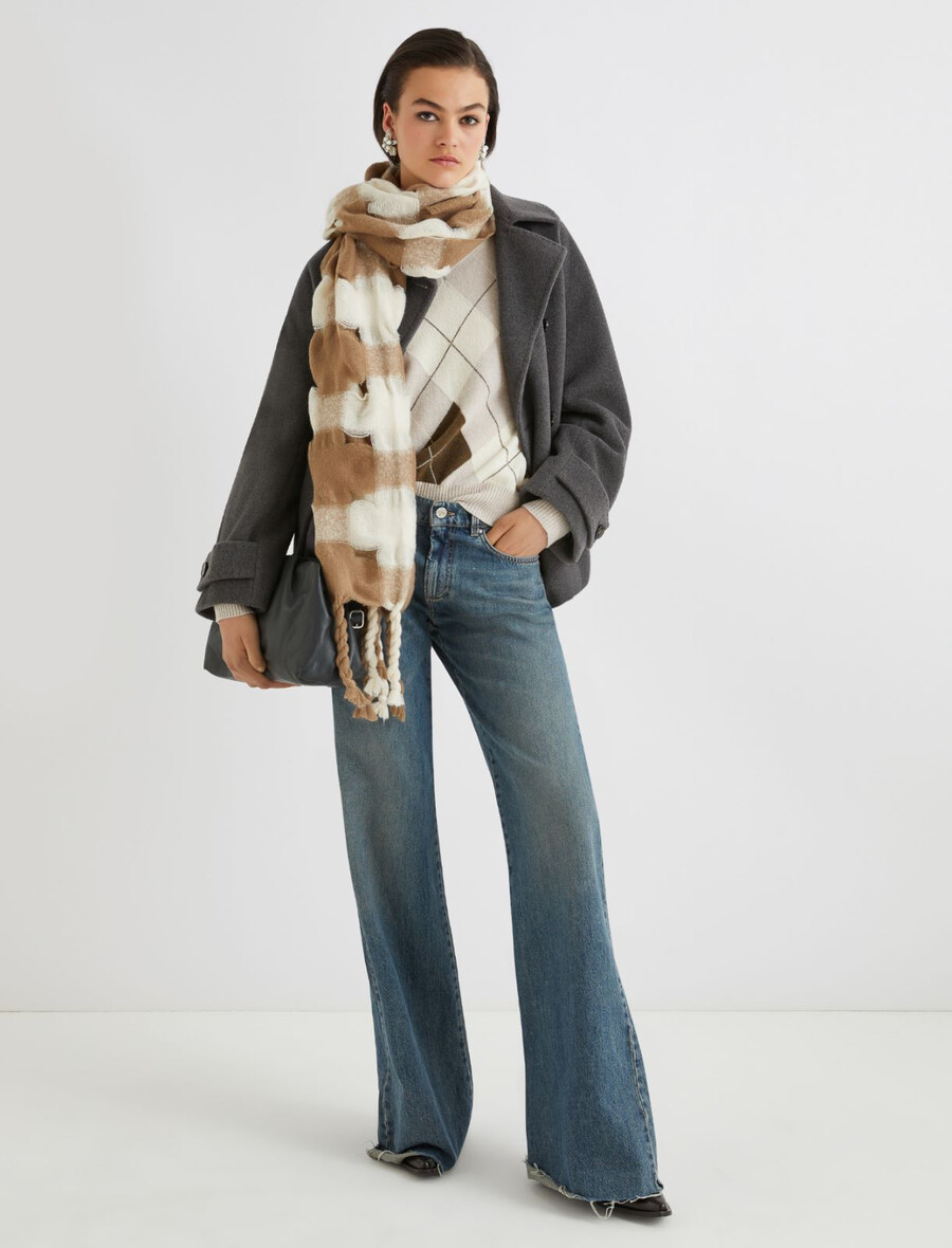 pull à empiècements en cachemire mélangé - naturel