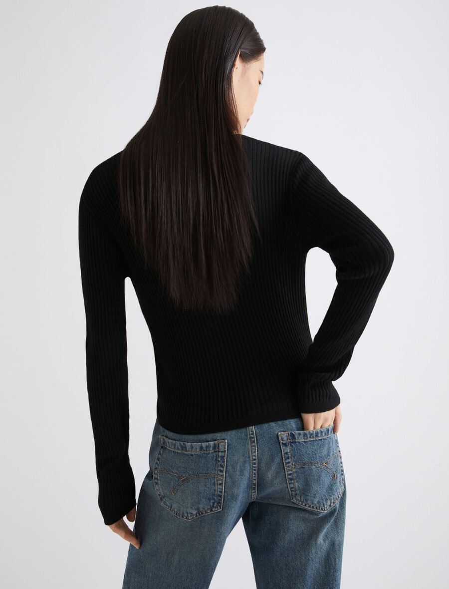 pull ultra-léger en maille côtelée - noir