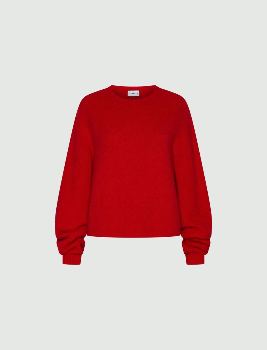 pull col rond en alpaga stretch - rouge