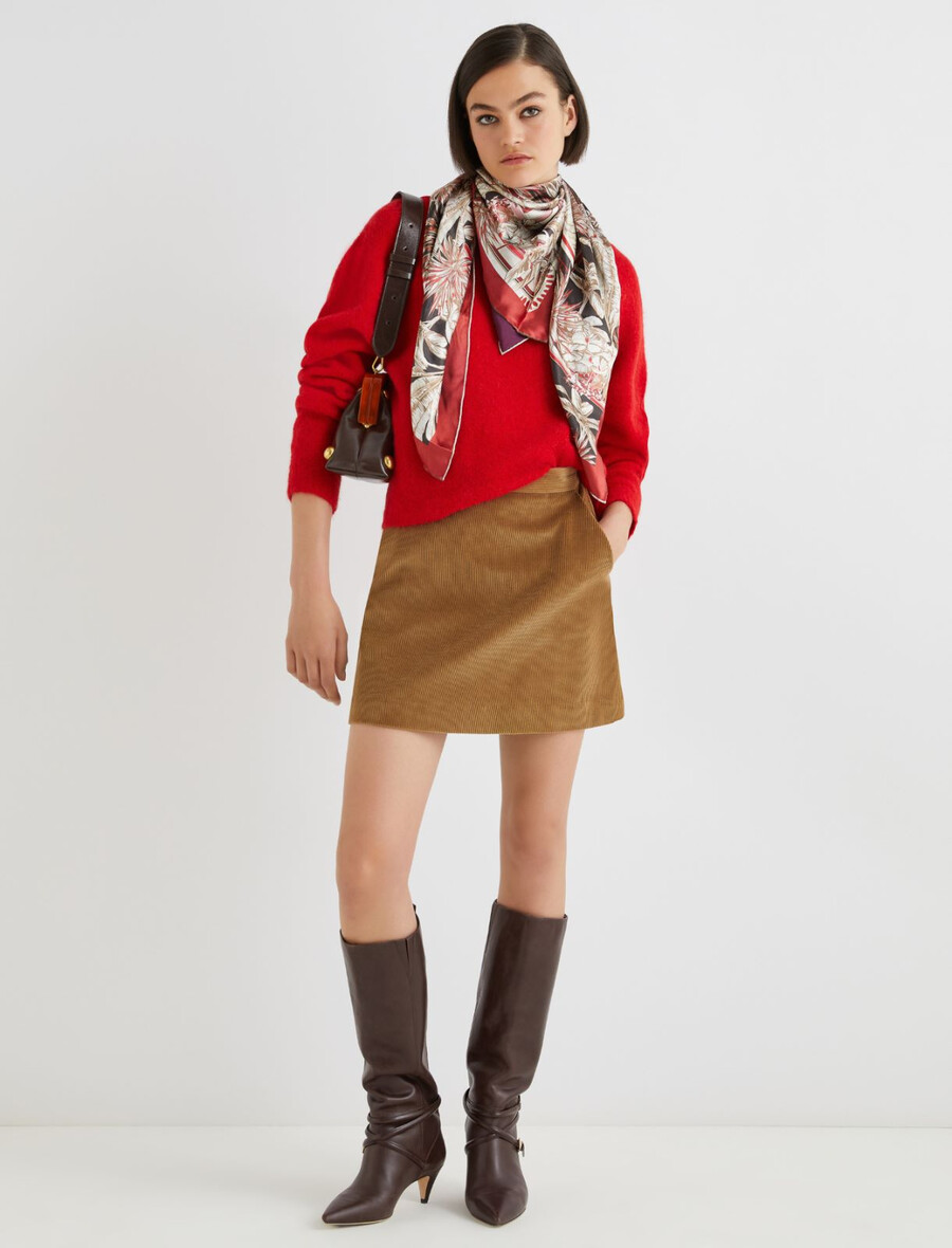 pull col rond en alpaga stretch - rouge