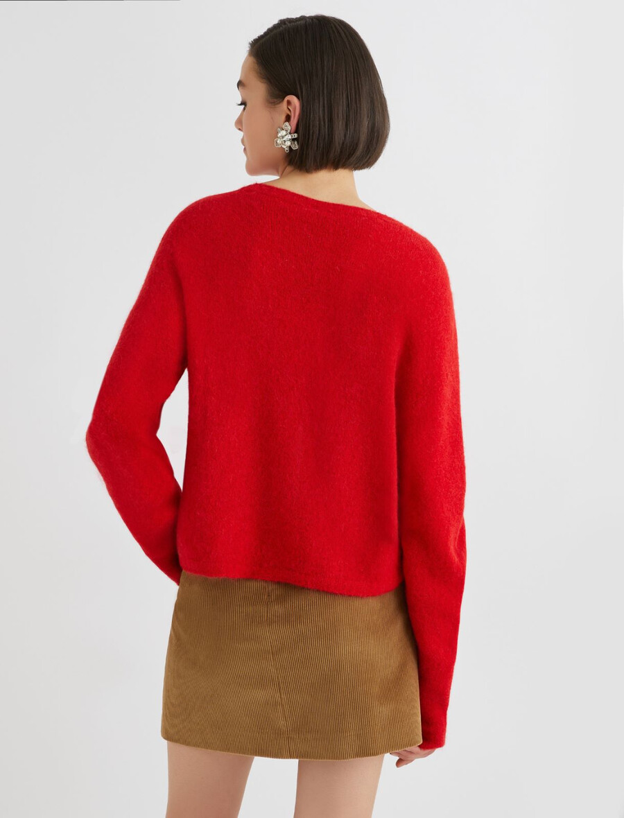 pull col rond en alpaga stretch - rouge