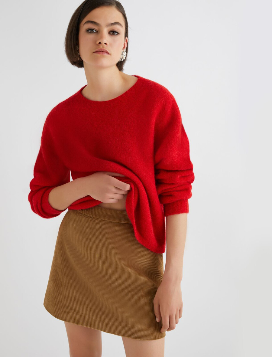 pull col rond en alpaga stretch - rouge