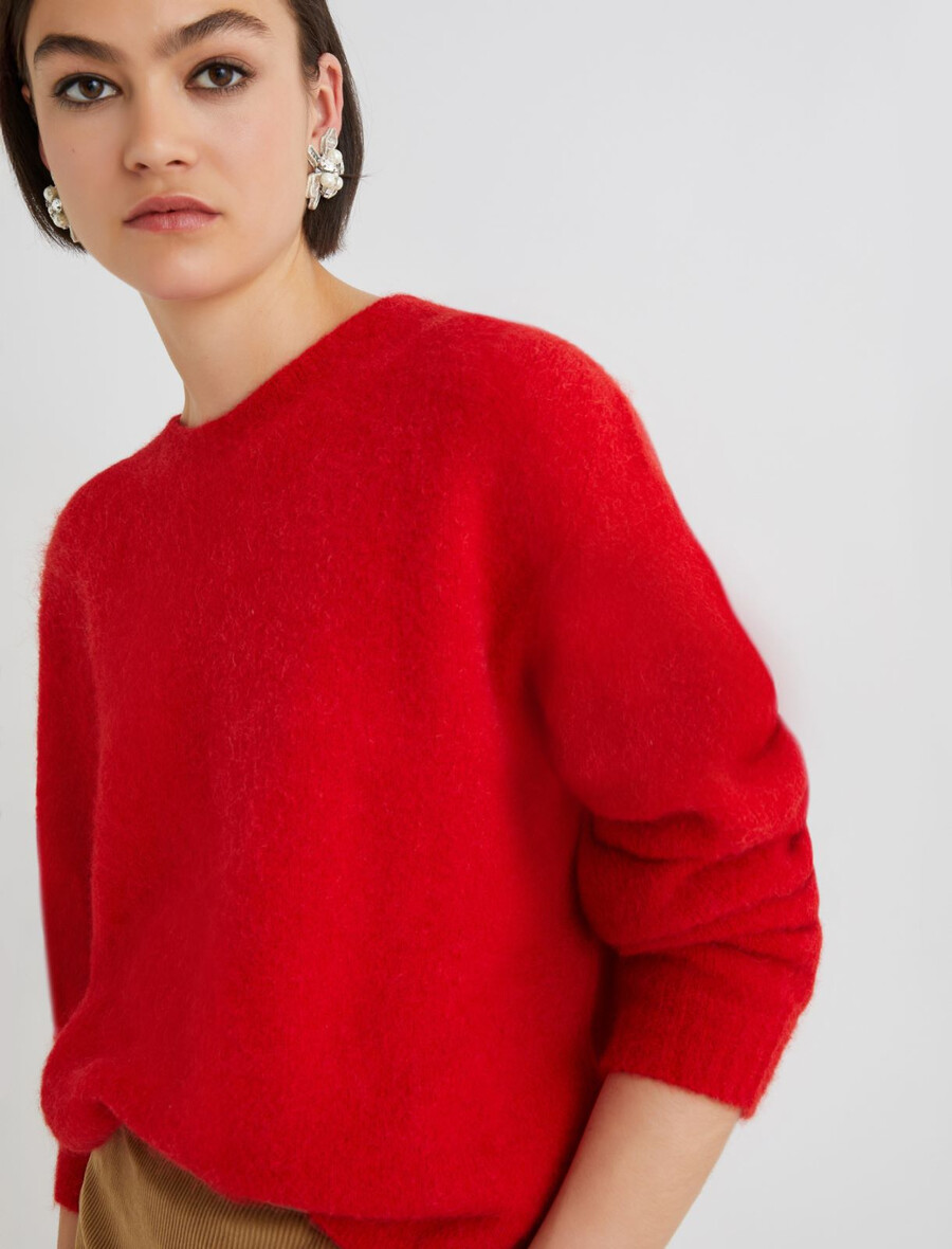 pull col rond en alpaga stretch - rouge