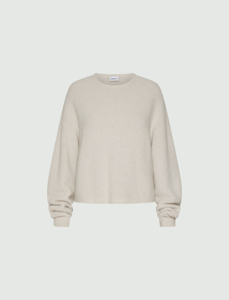 pull col rond en alpaga stretch - naturel